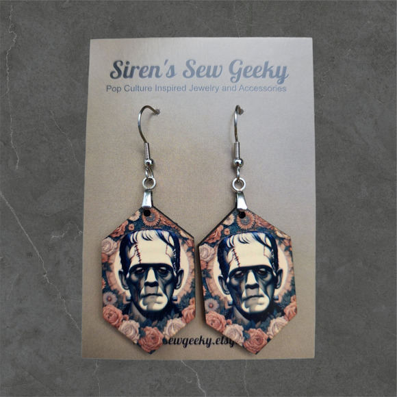 Classic Monsters Frankenstein Horror Dark Epic Universe Earrings - Picture 2 of 2